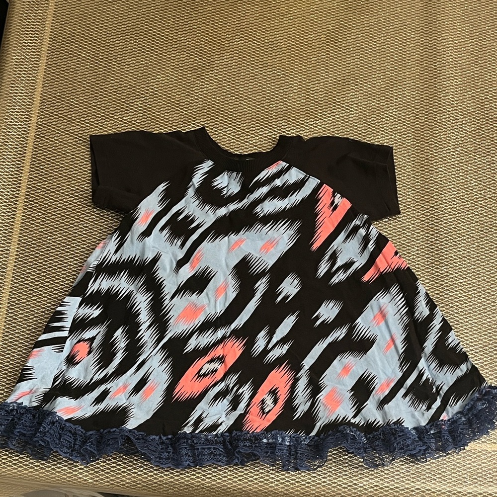 Valentina Black and Blue dress with pink accents